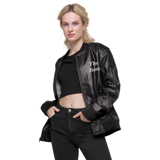 The Boss-Leather Bomber Jacket
