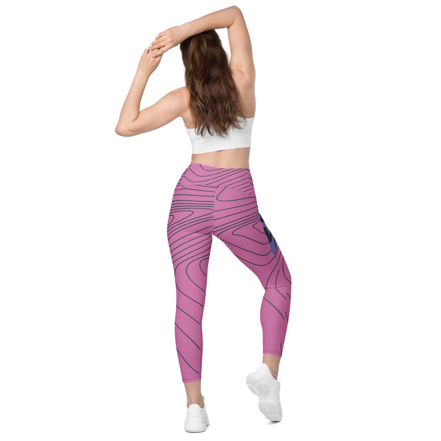 Pink &Purple Swirls 2-Retro Crossover leggings with pockets