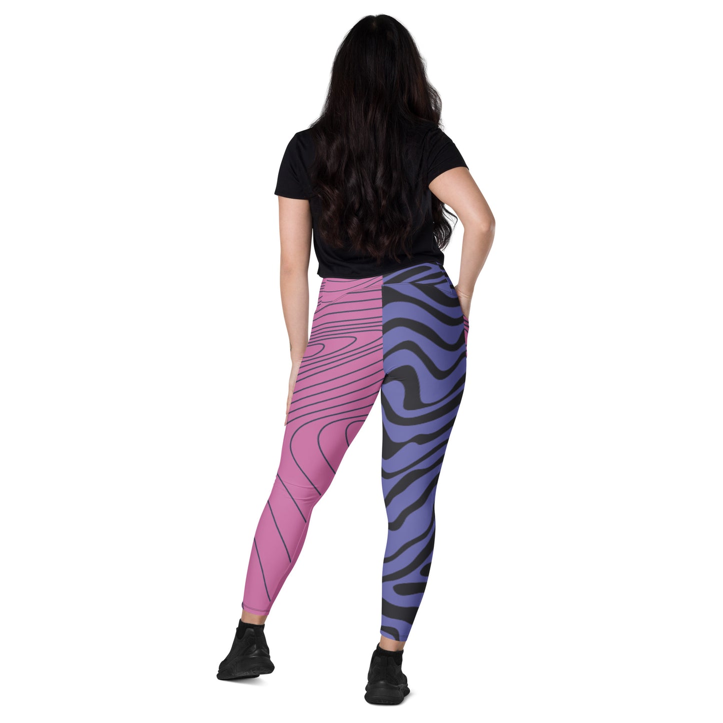Pink& Purple Swirls 5-Retro Crossover leggings with pockets
