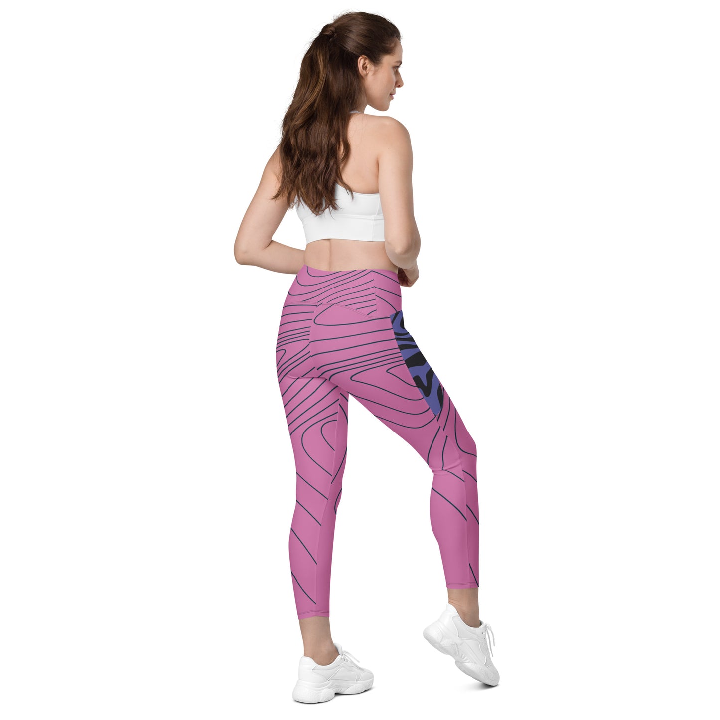 Pink &Purple Swirls 2-Retro Crossover leggings with pockets