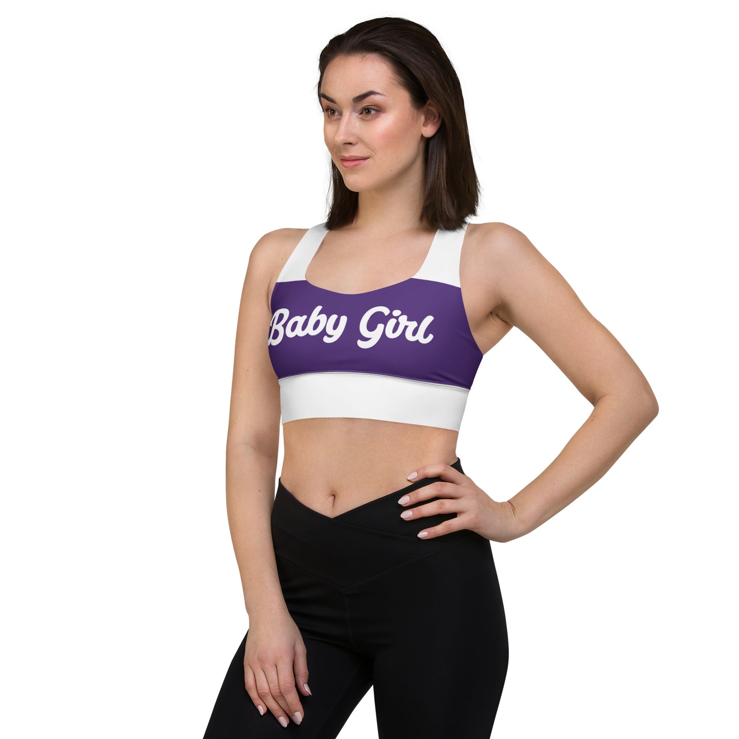 Babygirl Sports Bra-Purple&White