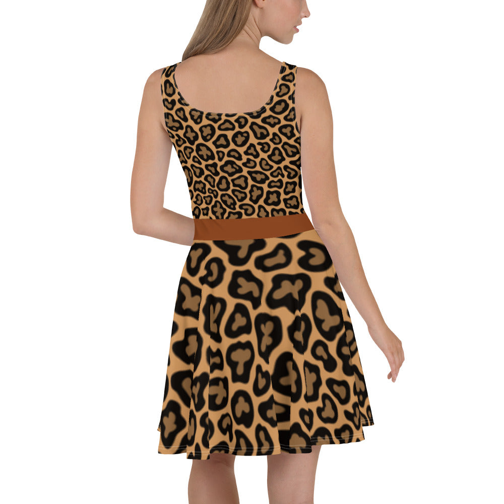 Cheetah Flare Dress-With vest&belt design(&buckle)