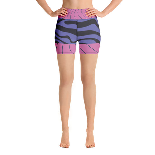 Pink&Purple Swirls-Retro Highwaist Shorts (version 3)